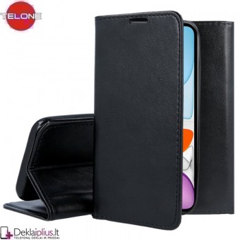 Telone dirbtinos odos atverčiamas dėklas - juodas (Apple Iphone 11) Telone dirbtinos odos atverčiamas dėklas - juodas (Apple Iphone 11)